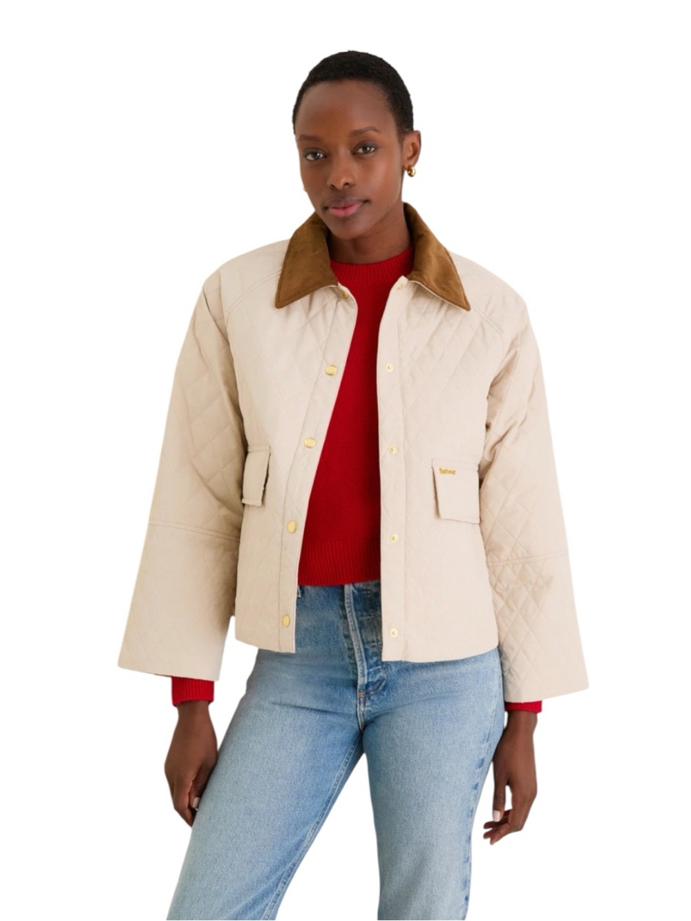 NEW Barbour Kirby Quilted Jacket. Cream. 
US 12. NWT